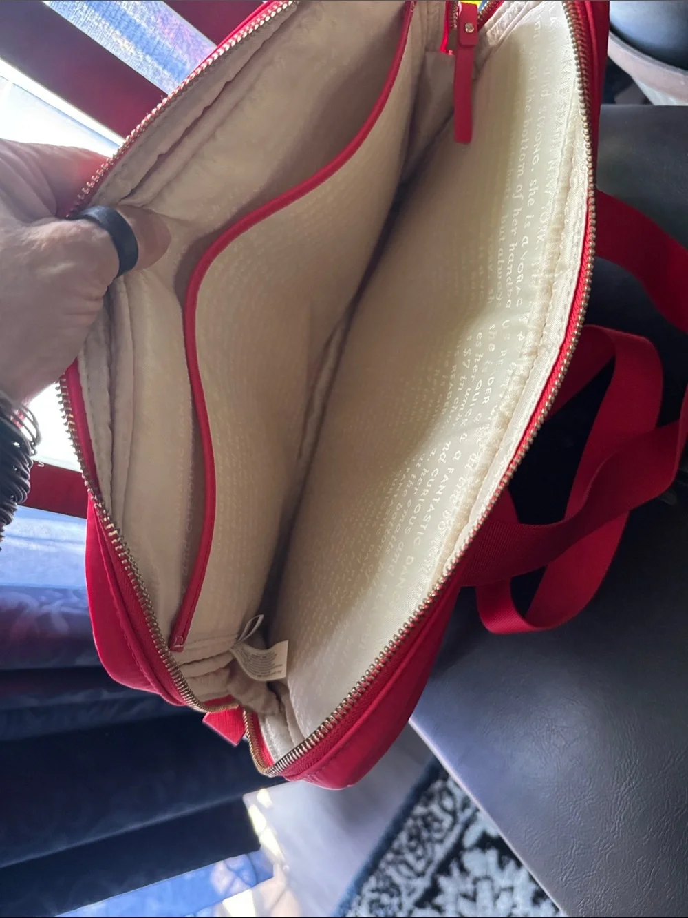 kate spade Red Nylon Laptop Bag with Detachable Strap